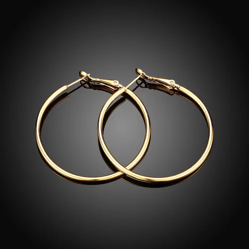 Miniatura 6 de Aretes de aro de oro, aretes redondos chapados en oro de 18 quilates para mujer