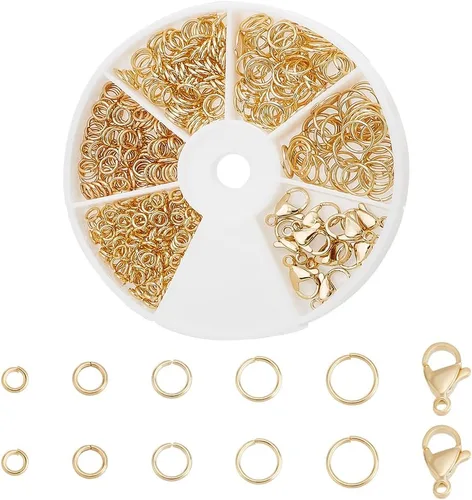 Miniatura 7 de PH PandaHall 640 anillos de salto de acero inoxidable 304 con 20 cierres de pinza de langosta de 0.472 x 0.295 in, anillos de salto abiertos