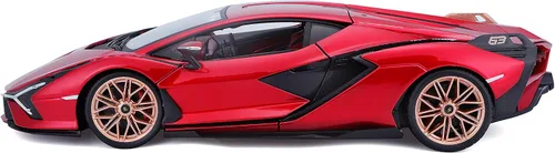 Miniatura 12 de Lamborghini Sian FKP 37 Rojo con ruedas de cobre 118 Modelo de automóvil fundido a presión por Bburago 11046 TY-18-11046R