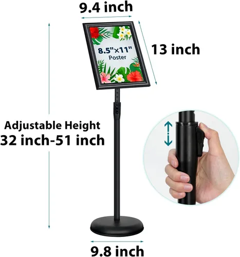 Miniatura 3 de Paquete de 6 soportes para letreros de 8.5 x 11 pulgadas - Soporte ajustable para carteles de alta resistencia para exhibición de 8.5 x 11 pulgadas