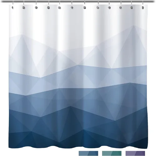 Miniatura 9 de Sunlit - Cortina de ducha de diseño de 36 x 72 pulgadas ombre azul pequeña para cabina de ducha RV de medio tamaño, cortinas estrechas para baño