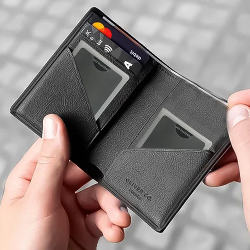 Miniatura 5 de Juego de 2 carteras de plástico para tarjetas de crédito, carteras triples de vinilo para tarjetas de crédito, Acordeón 7 Página
