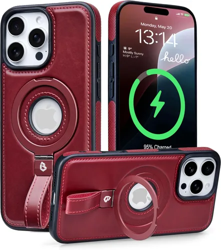 Miniatura 18 de Butaiga - Funda para iPhone 12 Pro Max con correa de cuero, soporte de anillo, color negro Finger Loop, Relieve Smartphone Pinky Strain