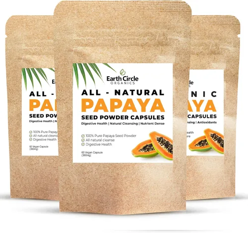Miniatura 7 de Earth Circle Organics Cápsulas en polvo de semillas de papaya – 100% semillas de papaya molidas – 360 mg por cápsula – 120 cápsulas veganas – Sin