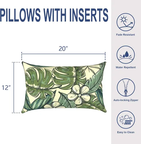 Miniatura 109 de Juego de 2 almohadas para exteriores de 16 x 16 pulgadas, repelentes al agua con interiores, para muebles de patio, hogar, jardín, geometría bohemia