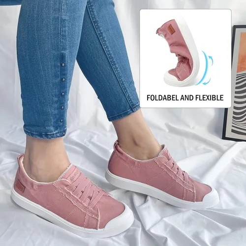 Miniatura 37 de JENN ARDOR - Tenis de lona para mujer, mocasines de meter, moda estilo casual 2022, punta redonda, suaves, cómodos, zapatos planos para caminar