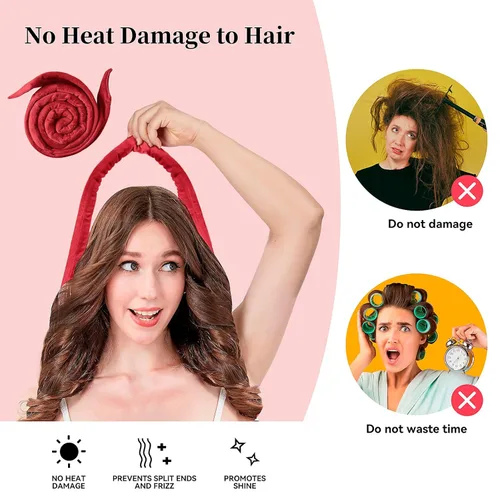 Miniatura 3 de Diadema de Varilla Rizadora sin Calor, Mejorada de 60" Extra Larga, Diadema de Rizos sin Calor, Rizadores de Cabello Suaves para Dormir, Rodillos