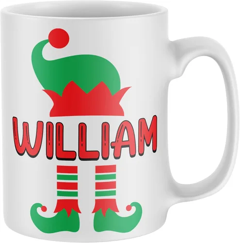 Taza personalizada con nombre de elfo para Navidad, tazas personalizadas para niños y niñas, regalos de Navidad, taza de café personalizada