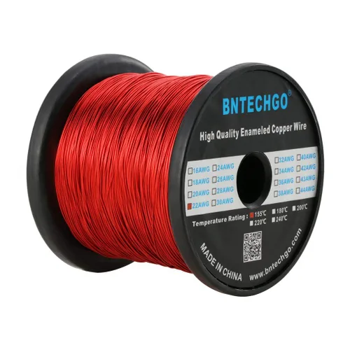 Miniatura 31 de BNTECHGO - Alambre magnético de 26 AWG, cable de cobre esmaltado para bobinado, 4 onzas, 0.0157 pulgadas de diámetro, 1 bobina de color rojo, Rojo 4