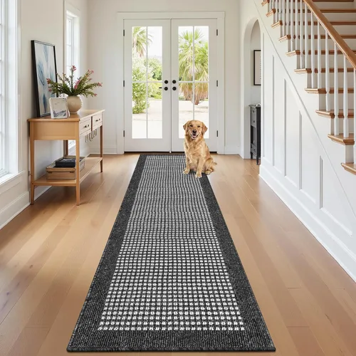 Miniatura 42 de Ileading Alfombra de pasillo de lavandería de 2 x 6 pies, antideslizante, con parte trasera de goma, lavable a máquina, alfombra gris