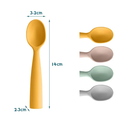 Miniatura 2 de Vicloon Cucharas de silicona para bebés – 4 piezas de primera etapa para bebés, ultra duraderas y a prueba de masticación, utensilios para bebés