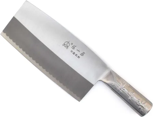 Miniatura 15 de BambooMN Cuchilla china - 8.5" hoja lisa mango plateado - 1 cuchillo Cuchilla lisa mango plateado