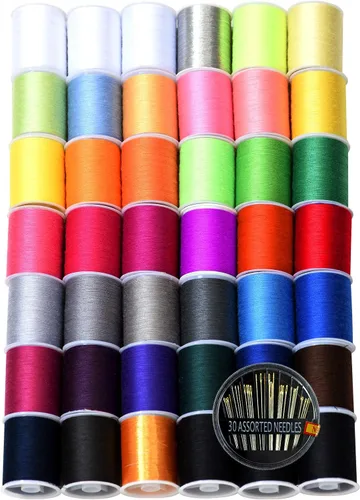 Kit de 30 carretes de hilo de coser de alta calidad (2300Y) de 42 colores, excelente poliéster para bordados o coser a máquina, kit de coser, hilo