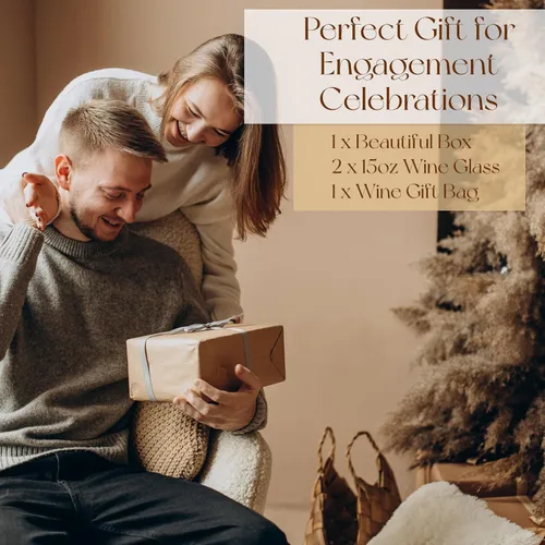 Miniatura 6 de Regalos de compromiso para parejas, juego de copas de vino y bolsas recién comprometidas, regalos de prometido para mujeres, su novia, decoraciones