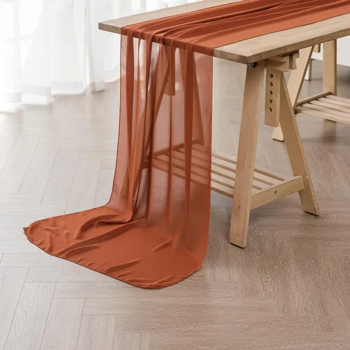 Miniatura 2 de Paquete de 2 caminos de mesa de gasa de 10 pies de 29 x 120 pulgadas, camino de mesa romántico transparente para boda, fiesta de cumpleaños