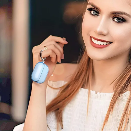 Miniatura 6 de ULAK Funda compatible con AirPods de 3ª generación 2021, a prueba de golpes, transparente, diseño de funda protectora de TPU suave con llavero