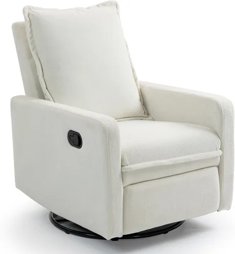 Mecedora giratoria de 360° para cuarto de bebé, silla reclinable para cuarto de bebé, silla mecedora giratoria manual con respaldo alto, sillón