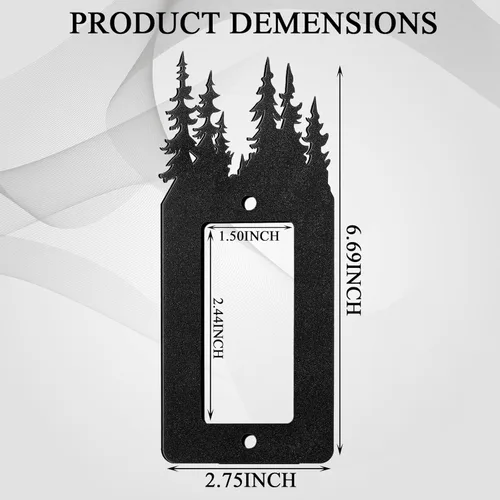 Miniatura 3 de Kingdder 12 piezas de metal para interruptor de luz de oso, alce, árbol, montaña, alce, placa de interruptor de luz negra, cubierta de pared
