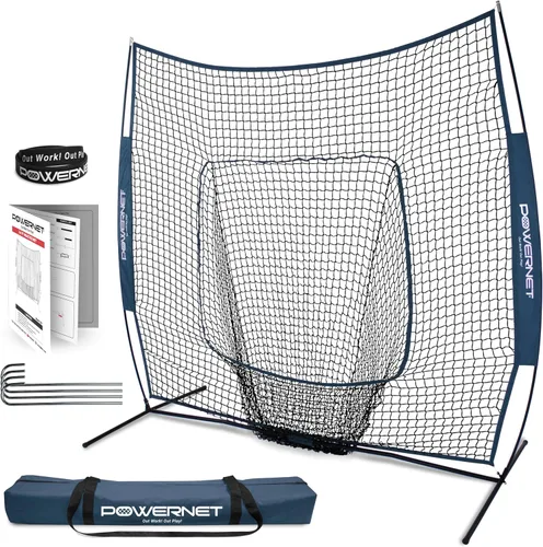 Miniatura 16 de PowerNet Baseball Softball Practice Net 7x7 with Baseball Accessories for Practice Pitching, Batting & Fielding, Ball Caddy, Weighted Baseballs, Tee
