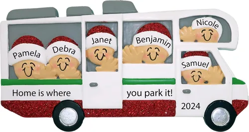 Miniatura 8 de Adorno de Navidad familiar personalizado para caravana 2025 – Decoración personalizada para caravana, autocaravana o remolque de viaje – Regalo