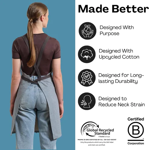 Miniatura 6 de MEEMA Cooking Aprons for Women with Pockets Comfortable One Size Fits All Upcycled Adjustable Cross Back Aprons for Men