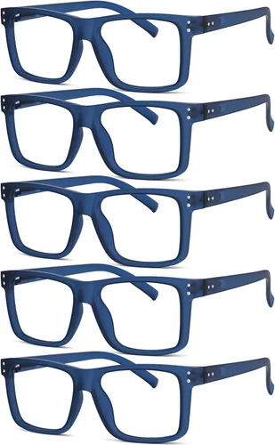 Miniatura 8 de Eyekepper Paquete de 5 gafas de lectura de gran tamaño con marco cuadrado grande para hombres y mujeres - Negro +2.50 Paquete de 5 todo negro