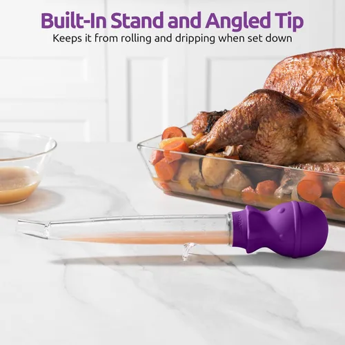 Miniatura 4 de U-Taste Baster de pavo en ángulo de 1.5 onzas – 228.2ºF resistente al calor Tritan de grado alimenticio y silicona juego de bulbos grandes de pulpo