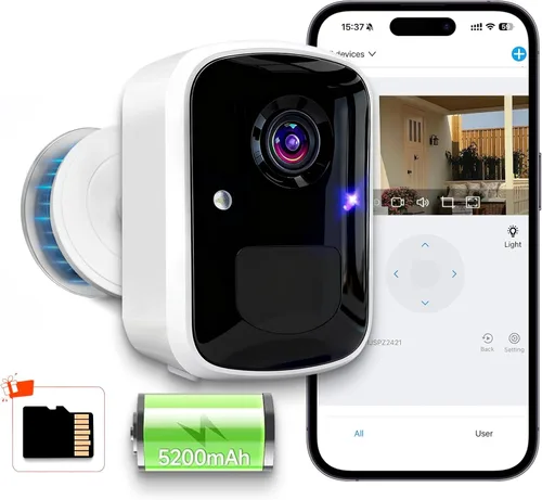 Cámaras de seguridad inalámbricas Goalake, cámara WiFi alimentada por batería de 3MP con detección de movimiento AI, conversación de 2 vías, foco,