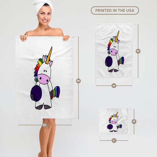 Miniatura 6 de 3dRose Toalla, Fresco Divertido Lindo Unicornio Blanco Bowling Dibujos Fresco divertido lindo unicornio blanco bolos dibujos animados