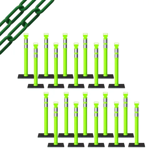 Miniatura 57 de Trafford Industrial - Juego de 20 postes de delineador de 45 pulgadas, collares reflectantes de 3 pulgadas, base de goma de 10 libras