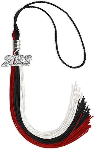 Miniatura 72 de Endea Graduation Borla de triple color con gota de fecha plateada (negro/dorado/granate, 2020)