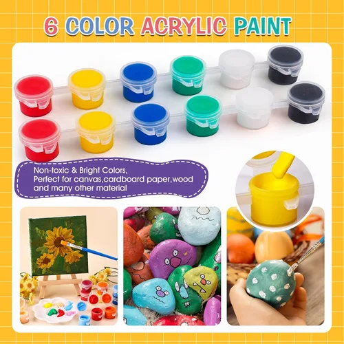 Miniatura 5 de ESRICH 5 Set Mini Kit de Pintura Acrílica, Kit de Pintura en Mini Lienzo, Regalos para la Fiesta de San Patricio, Lienzo de 4 * 4 Pulgadas