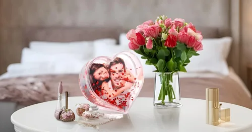 Miniatura 5 de Marco de Fotos de Purpurina Líquida de Mejores Amigos de Acrílico Flotante Personalizado con Efecto de Globo de Nieve Lindo Marco Familiar de Pareja