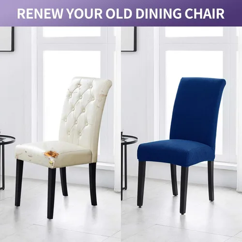 Miniatura 6 de Joccun - Juego de 4 fundas para sillas de comedor, fundas elásticas para sillas de comedor, fundas de asiento para sillas de comedor, funda de Azul