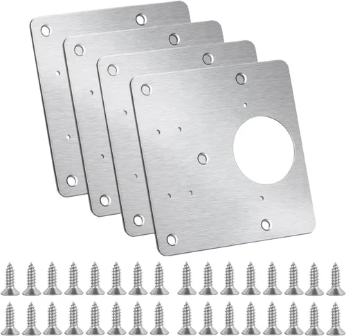Miniatura 9 de Placa de reparación de bisagras de gabinete, kit de soportes de reparación de bisagras de acero inoxidable, kit de placa de reparación de bisagras