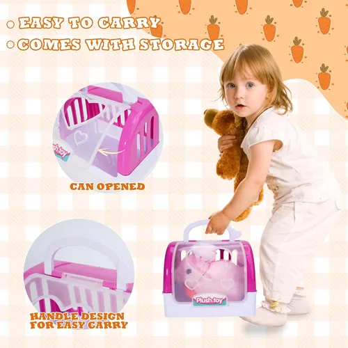 Miniatura 4 de Kit de médico para niñas - Conjuntos de juego veterinario para niños, juego de simulación de médico con jaula para mascotas y juguete de conejito