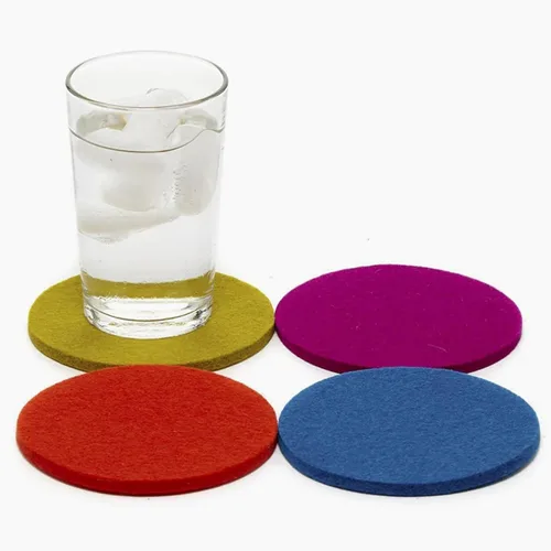 Miniatura 11 de Graf Lantz - Juego de 4 posavasos redondos de lana de merino Bierfilzl - Negro (círculos de 10 cm) - Absorbe el 30% del peso - Lana alemana