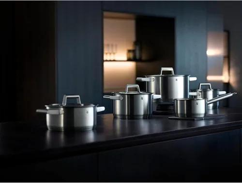 Miniatura 2 de WMF Comfort Line Advantage - Juego de cacerolas de inducción de 5 piezas con tapa de vidrio, acero inoxidable mate Cromargan, escala, apilable, sin