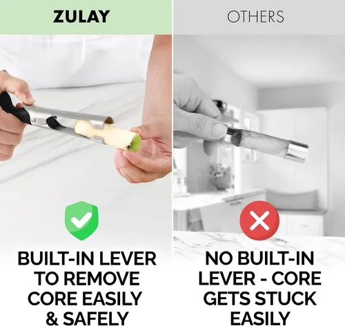 Miniatura 8 de Zulay Kitchen Herramienta Premium para Descorazonar Manzanas - Hojas Ultra Afiladas de Acero Inoxidable y Serradas para Descorazonar Fácilmente