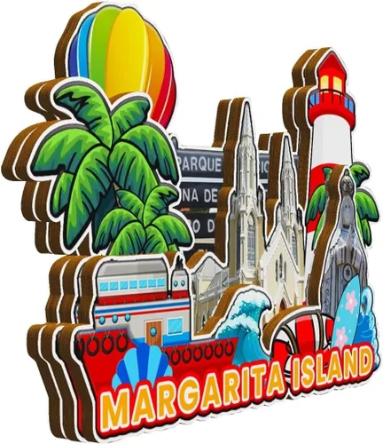 Miniatura 2 de Imán de madera para nevera, Isla Margarita, Venezuela, Monumentos 3D, recuerdos coleccionables, decoración hecha a mano -2145