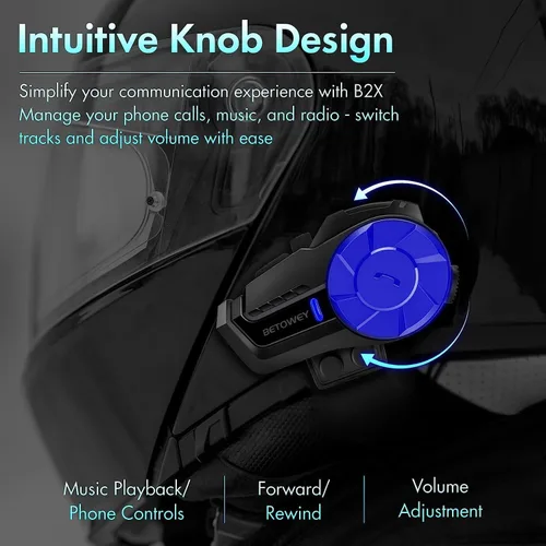 Miniatura 4 de Casco de motocicleta, auriculares Bluetooth, sistema de comunicación de casco B2X, intercomunicador Bluetooth de motocicleta con cancelación