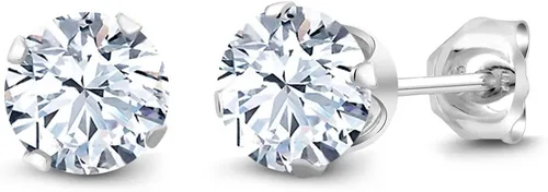 Miniatura 124 de Gem Stone King Aretes redondos de plata de ley 925 con piedra natal de 0.236 in para mujer