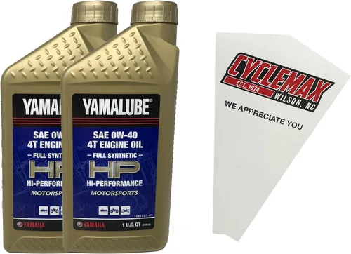 Cyclemax Paquete de dos para Yamaha Yamalube motor sintético completo de 4 tiempos 0W-40 aceite LUB-00W40-FS-12 contiene dos cuartos y un embudo