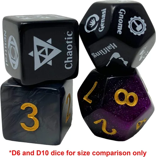 Miniatura 7 de Citadel Black Juego de dados aleatorizadores de personajes: aleatoriza clase, raza y alineación para personajes o NPC, hecho para Calabozos