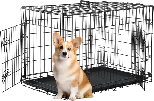 Miniatura 43 de FDW Jaula Extra Grande para Perros Perrera para Perros Jaula con Doble Puerta, Jaula Plegable de Alambre de Metal de 48 pulgadas con Bandeja Negro