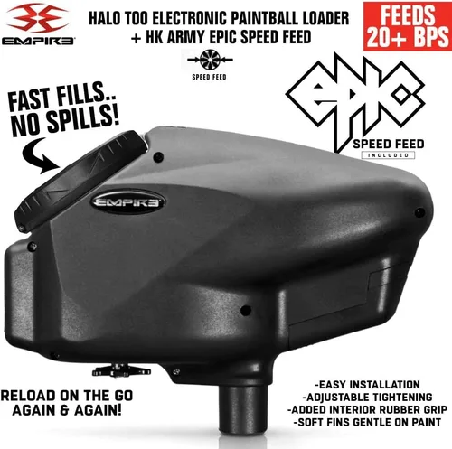 Miniatura 3 de Maddog Empire Halo Too - Cargador electrónico de paintball con Epic Speed Feed de HK Army y paquete de accesorios con tanque de paintball HPA