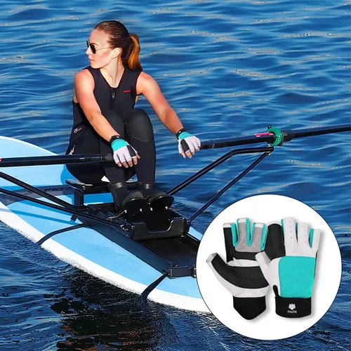 Miniatura 4 de FitsT4 Sports Guantes de vela de 3/4 dedos y agarre, ideales para vela, yate, remo, kayak, pesca, deportes acuáticos para hombres y mujeres