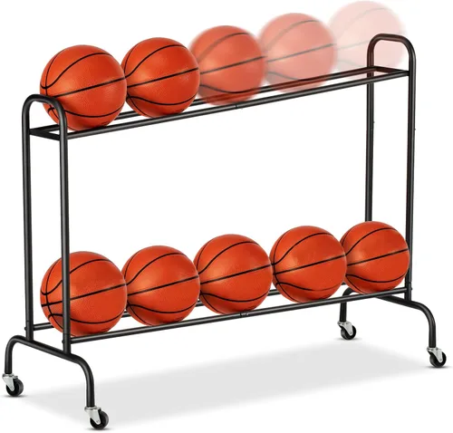 EXTCCT Estante Inclinable de Almacenamiento de Pelotas de Baloncesto - Estante de Entrenamiento de Tiro de Baloncesto Inclinable, Organizador de