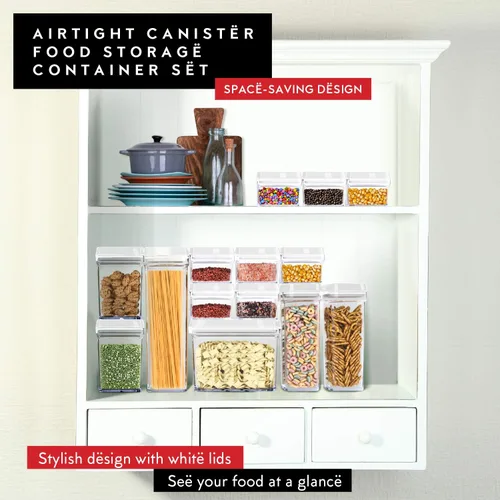 Miniatura 2 de DWËLLZA KITCHEN Contenedores herméticos para almacenamiento de alimentos con tapas, 6 piezas del mismo tamaño, contenedor de despensa para especias