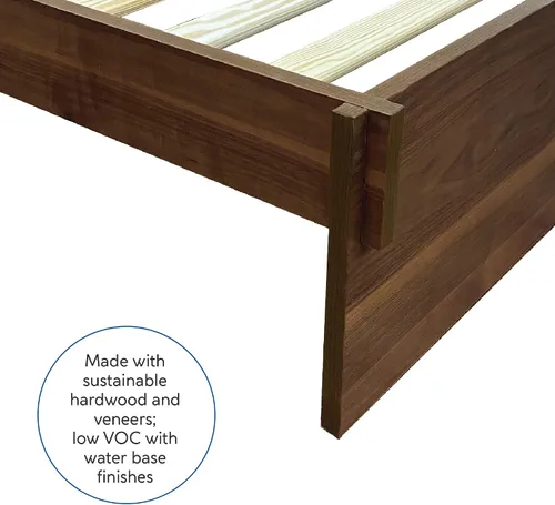 Miniatura 5 de Decoro Liberty - Cama de plataforma de madera, acabado de nogal, tamaño Queen